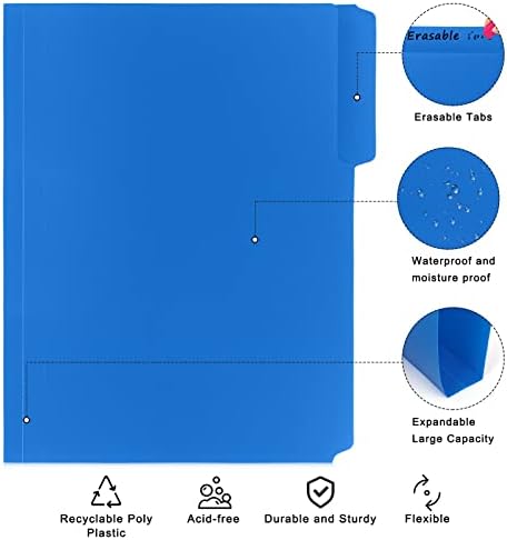 FYY 18 парчиња Папки Со Датотеки, Пластични Папки Со Датотеки Со 3 Јазичиња, Водоотпорни Издржливи Шарени Папки За Поднесување Со Големина