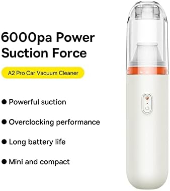 A2PRO Air Duster Ultra-лесна категорија 6000PA Рачен вакуум чистач Транспарентен прашина за мини преносен за внатрешни работи на домашен