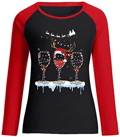 Снежен човек вино весели џемпери жени фустани чипка врвови трендовски лабави блузи, пад, есенски џемпер на џемпери, обични облечени