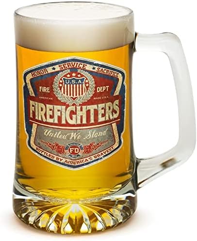Largeзор Битови Големи Чаши За Пиво 25oz Танкард Со Рачки Тексас Бледнеат Пиво Етикета 25oz Пожарникар Пиво Стакло Со Лого