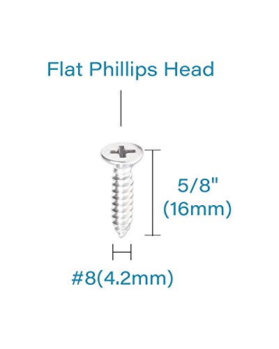 IMScrews 50pcs 8 x 5/8 Нерѓосувачки Рамен Главата Филипс Дрво Завртки 18-8 Нерѓосувачки Челик Countersunk Само Прислушување Завртки