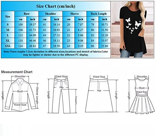 Туника Блузи за Хеланки За Жени Кријат Стомак Долг/Краток Ракав Пеперутка Печатени Маици Блузи Лабава Одговара Секојдневен Фустан