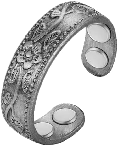 Викмаг 2 парчиња бакарен магнетски прстен за жени цврст чист бакар прилагодлив со кутија за подароци за накит