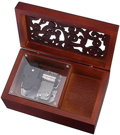 Fnly 18 Белешки Антички врежана дрвена музичка кутија со ветерници, музичка кутија со треперење на мала starвезда, со движење со злато,