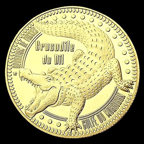 Подарок за сувенири за сувенири за сувенири со крокодил, комеморативна монета од монета од монета