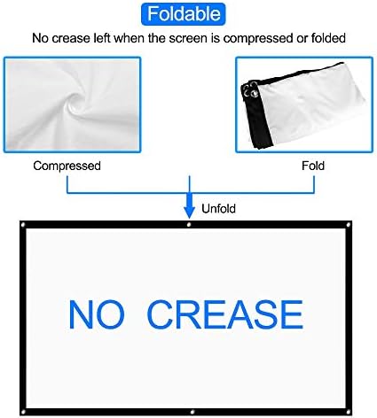 KJHD ZYZMH 16: 9 Преносен екран на проекторот од 120 инчи 100 инчи, поставен на wallиден екран за проектор за домашно кино на отворено
