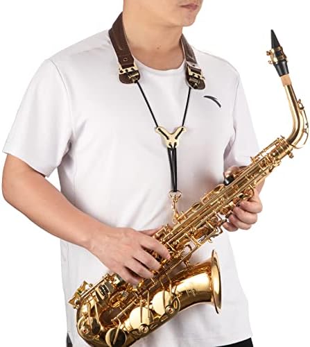 Додатоци за кожени саксофон со висока оценка саксофонска лента за вратот прилагодлива цевка од вратот со заштитна метална тока