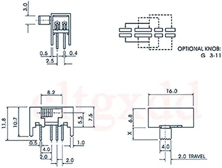 Микро прекинувач 10 компјутерски панел PCB 8 пин 3 позиција 2p3t DP3T СВЕТСКИ СВЕТСКИ СИДЕН копче за прекинувач за вклучување