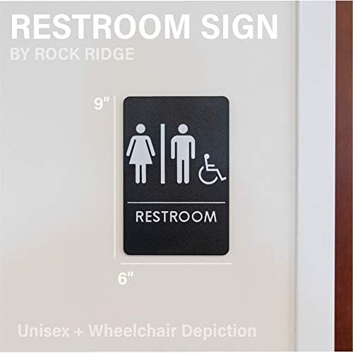 Направено во САД | Рок Риџ Машки и женски знак за тоалетот за расположлив за хендикеп, знак за врата од бањата во согласност со АДА
