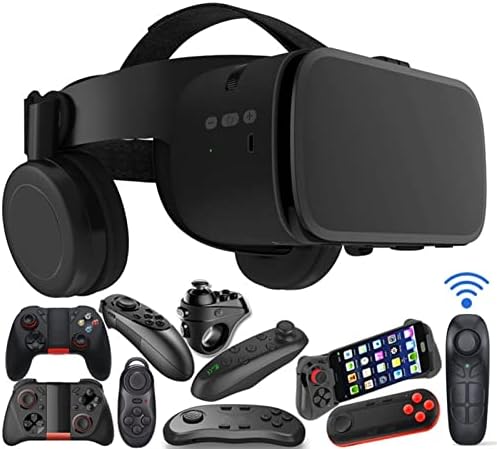 Nuopaiplus VR Слушалки, 3D VR Очила Виртуелна Реалност Безжичен Bluetooth VR Слушалки Шлем За Паметен Телефон 4.7-6.2 Инчи