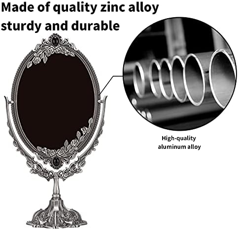 Огледала за туширање на огледала за шминка двострано огледало на рацете Гроздобер рачно огледало 360 ° Огледала за лична шминка