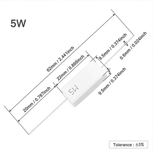 Chanzon 10pcs 5W керамички цемент отпорник 5 Ω ом ± 5% толеранција на толеранција Индукција 5R