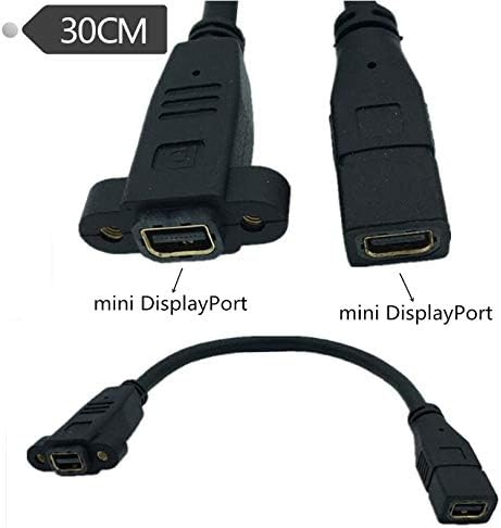 Конектори 1ft 30cm мини дисплеј порта Femaleенски до женски кабел за продолжување на кабелот Mini DP може да го заклучи кабелот