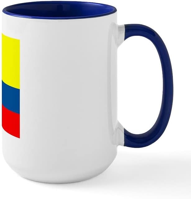 Кафепрес Колумбија Колумбиско Празно Знаме Голема Кригла Керамичка Кригла За Кафе, Чаша за Чај 15 мл