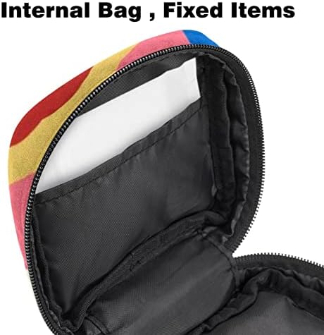 Санитарна торба за складирање на салфетка, преносна менструална подлога вреќи, торбички за складирање на тампон за жени девојки, ретро шарена геометриска