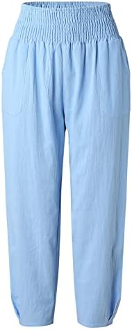 Pantsенски панталони Јораса, еластични панталони за харем за половината, женски панталони со високи половини, плетени пакувања