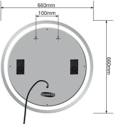 ОДНАДО 26 Тркалезна Паметна ЛЕД Бања Суета Огледало Bluetooth Звучник Ѕид Монтиран Де-Мистер/Анти-Магла 3xMood боја и Затемнето Осветлување со Датум/Време/Температура.