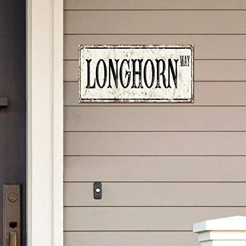 Madcolitote Vintage Country Longhorn Way Way Sign Sign Longhorn Way Street Signs Прилагодено рустикално дрвен wallиден уметност фарма