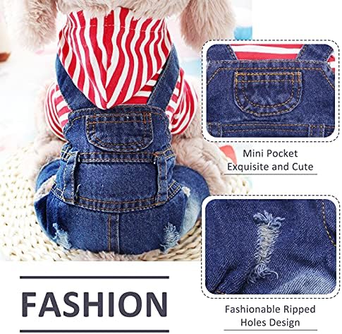 Sild Pet Denim Sumpsuit Dog Jeans Holdies Кул сино палто средно мали кучиња класичен јакна кутре сино гроздобер измиени елеци