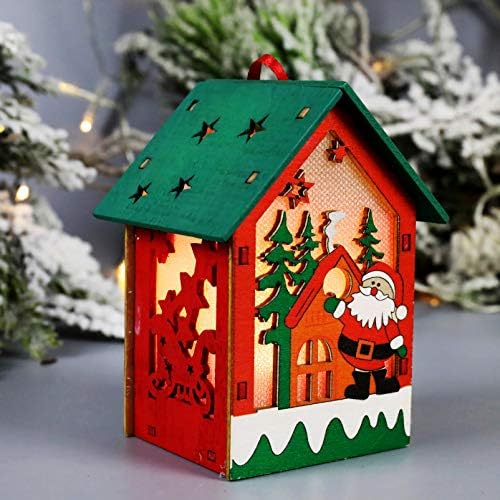 Подароци за порибување на Toyandona Подароци Осветлена Божиќна куќа Осветли Божиќни селски куќи Дрвени Божиќни украси за Божиќ за одмор дома Минијатурна