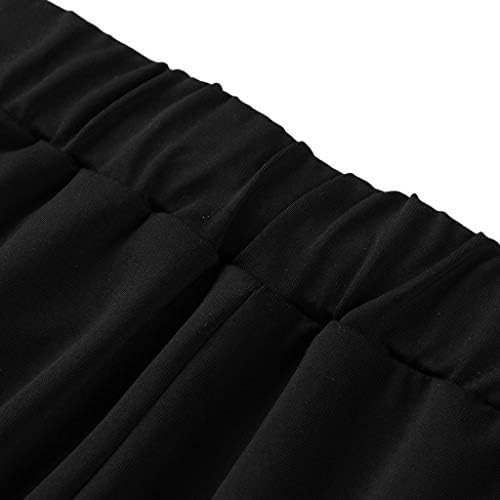 Женски готски панталони со високи половини плус големина висока еластична тенок фит-страничен панк-панк црна обична панталона
