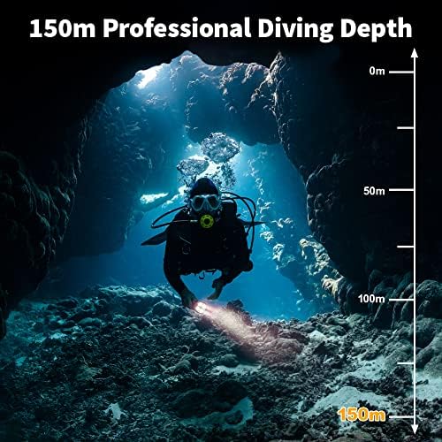 Willе се намали DX150 15000 Lumen Dive Lights Professional Scuba нуркање фенерче, водоотпорна подводна полнење на факел за нуркање 4 режими на светло со полнач и алатки
