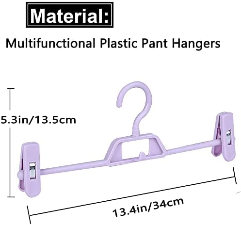 Закачалки за панталони со клипови, закачалки за здолништа од 10 парчиња, мултифункционални заштеда на простор прилагодливи клипови дома кои не се лизгаат пластични