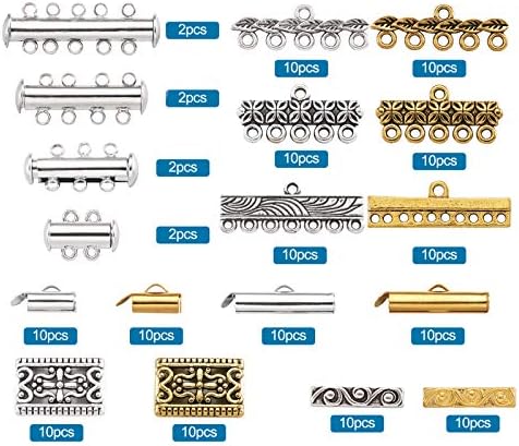 Пандахал 148 Парчиња Цевка Месинг Слајд На Крајот Затворач &засилувач; 2-5 Насоки Накит Слајд Заклучување Затворачи &засилувач; Тибетски Стил Легура