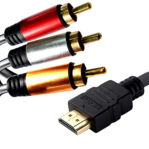 Кабел HDMI до RCA 10ft со IC, HDMI машки до 3-RCA AV кабел Видео аудио компонента Адаптер за конвертор 1080p Кабел за ТВ HDTV DVD