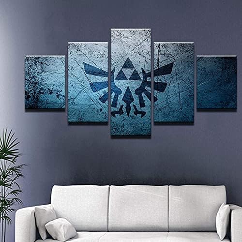 Hooshunda Zelda Triforce постер дома декор wallидна уметност 5 панел платно печатење wallидна уметност