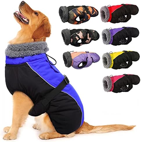 IECOII Дополнително топло кучиња палто рефлексибилно прилагодливо куче јакна куче зимско палто со тока руно желка за кучиња за ладно време меко
