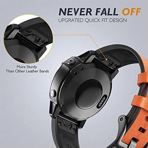 EGSDSE Sport Leather Silicone WatchBard Strap за Garmin Fenix ​​7x 7 6x 6 Pro 5x 5 Plus 3hr Easy Fit Fight Brapther Recled Reckband