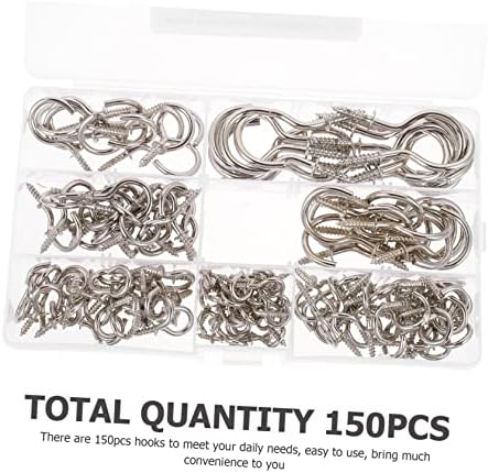 Besportble 150 парчиња завртки за само-прислушување метални куки на отворено за висечки закачалки куки за закачалки што висат решетки