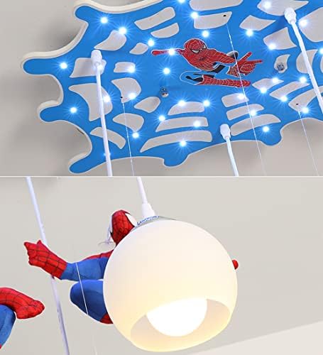 Детска соба Суперхеројски лустер момчиња LED тавански светлосен спална соба далечински управувач за приврзоци за приврзоци за очите за заштита на очите LED ламби Три