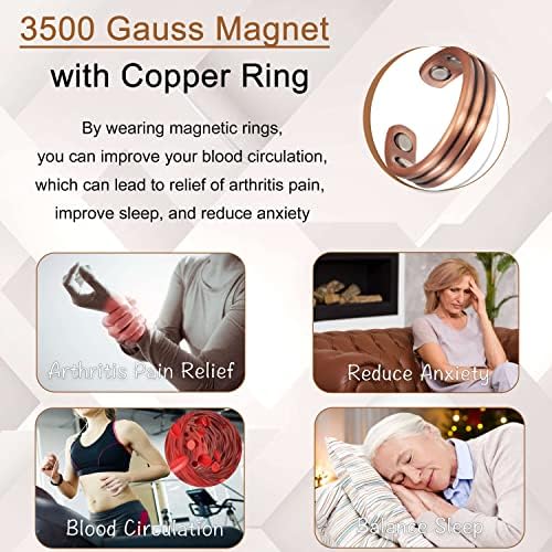 Магвиваце бакарен прстен за жени, чист бакарен магнетна терапија прстен, 3500 гаус магнет