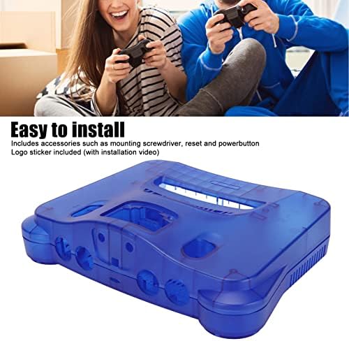 Заштитна обвивка за конзола за ретро видео игри N64, проucирна кутија за замена на сина боја, со шрафцигер, ресетирање, копче за напојување, Универзален ABS трајно кутиј