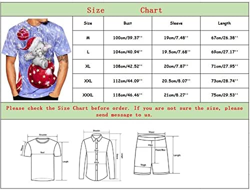 ZDDO Божиќни кратки ракави маици за мажи, смешни Божиќ Дедо Мраз печати за печатење на вратот на вратот на врвовите на тренингот дизајнер