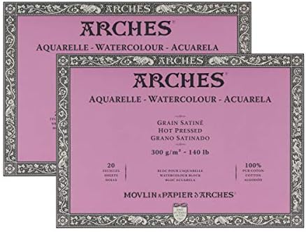 Лакови блок за акварел хартија, топол печат, 9 x 12, 140 фунти - 2 пакувања