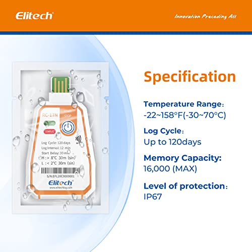 Elitech RC-17N NFC NFC за еднократна употреба USB температура на податоци PDF Извештај за светло-индикатор-10-пакет