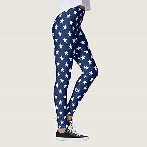 Американско знаме патриотско нозе женско високо половината американско знаме јога панталони вежбаат хулахопки за компресија со целосна должина