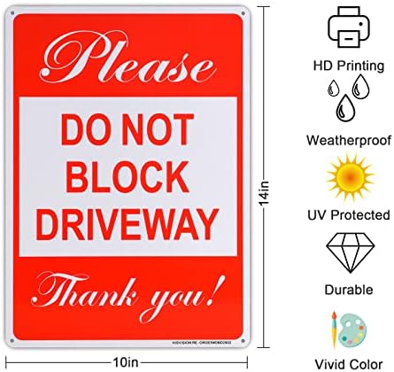 2pack Не блокирајте го знакот на автопатот, 10 x 14 Без знак за паркирање Ве молиме, не блокирајте го знакот за благодарност, изработен од