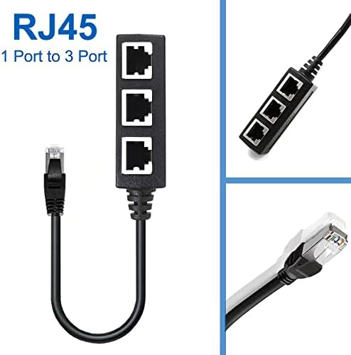 Адаптер за сплитер на кабел RJ45 Ethernet, Етернет Сплитер од 1 до 3 адаптер за кабел Поделен Super CAT5, CAT5E, CAT6, CAT7 LAN Ethernet