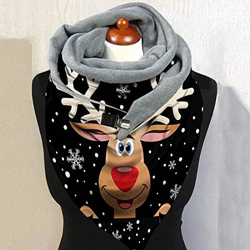 Mockенска мека обвивка, модна долга шал божиќна печатење удобно руно есен зимски топли марами за жена лесна голема