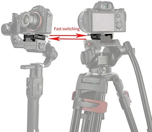 Стегач за брзо ослободување на NiceYrig за Arca Swiss Standard, со долна плоча за Manfrotto 577/501/504/701, Gimbal Tripod Switch Base плоча за RS2/RSC2/Ronin S, Zhiyun Crane 2S/Weebill Lab - 394