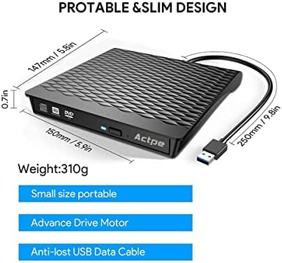 Actpe USB 3.0 Надворешен Двд Режач Писател Рекордер ЦД/ДВД Ром Плеер Компјутер Оптички Диск Надворешен Двд Диск Оптички Диск