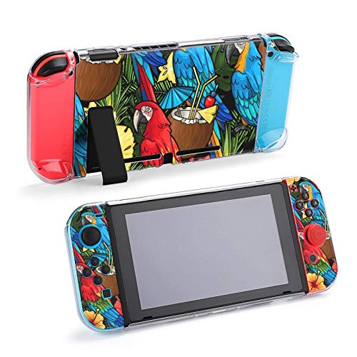 Случај за Nintendo Switch, Macaw и тропски коктел со пет парчиња поставени додатоци за конзола за игри на куќиште за игри за прекинувач