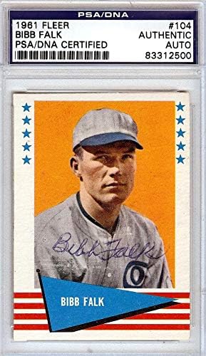 Bibb Falk Autographed 1961 Fleer Card #104 Cleveland Indians PSA/DNA #83312500 - Бејзбол плоча со автограмирани картички