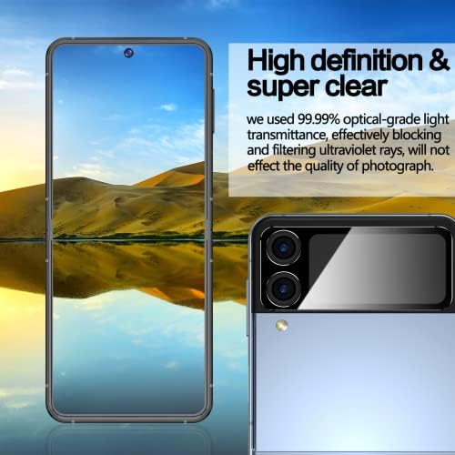 YWXTW За Samsung Galaxy Z Flip 4 Заштитник На Екранот, Предниот Капак На Екранот Калено Стакло, Против Гребење, Ултра Тенка,