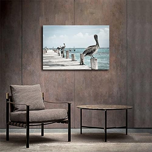Животински птици пеликански океански пирс постери и отпечатоци wallидни уметнички слики за дневна соба декор за спална соба одличен човек