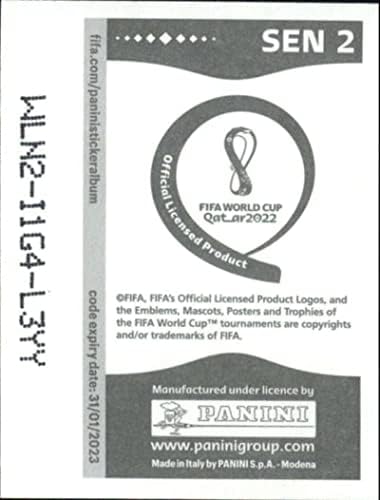 2022 година на налепницата Катар на Светскиот куп во Панини SEN2 TEAM Logo Foil Group A Senegal Mini налепници за тргување со картички